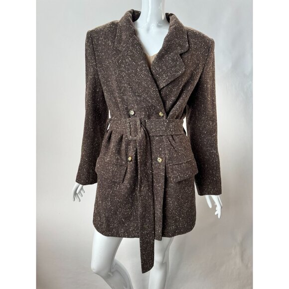A.B.S. USA Womens Brown Belted Wool-Blend Jacket Size 8 - Picture 15 of 16